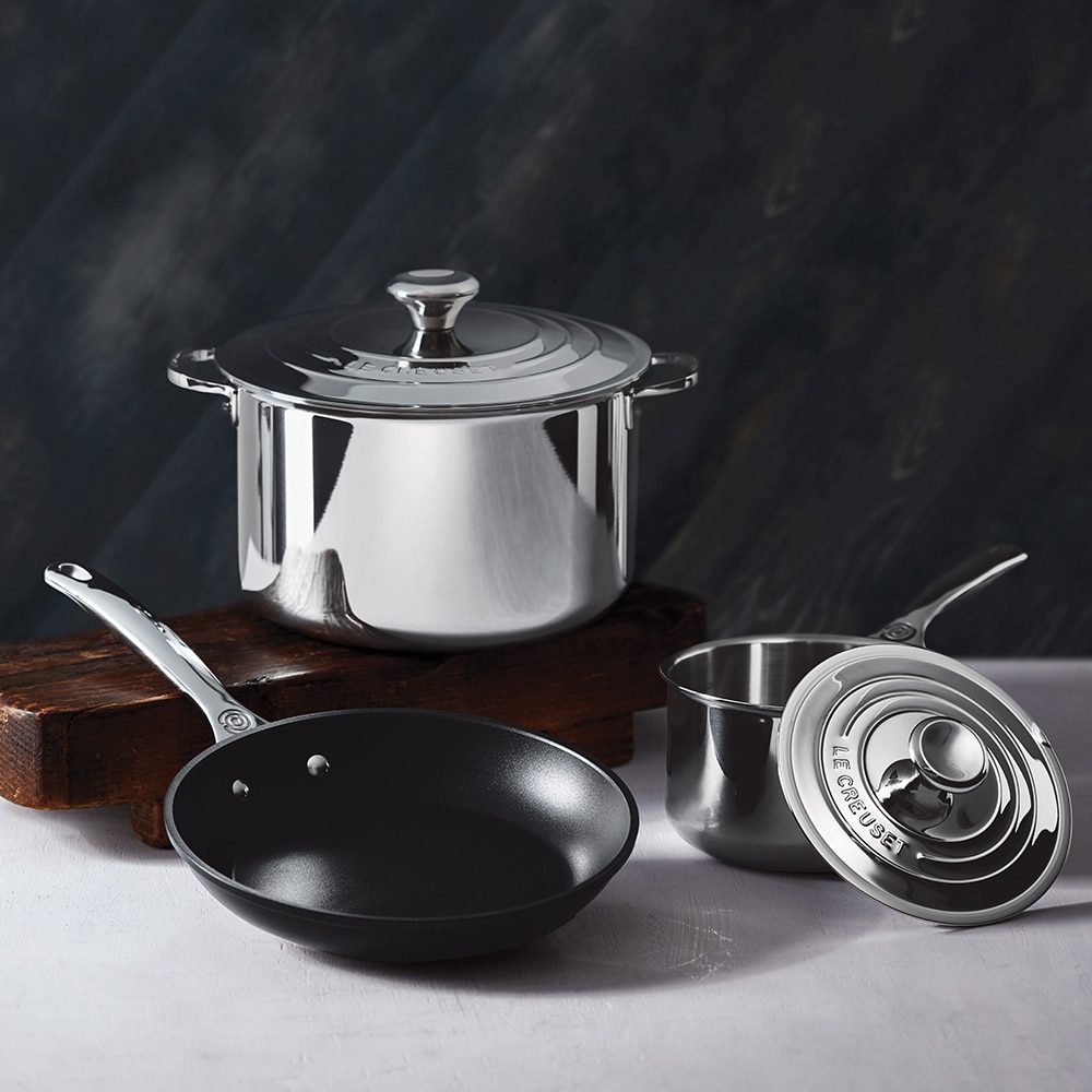 Olla alta con tapa de acero inoxidable Signature Le Creuset - Gris Olla de 24 cm Gris-3