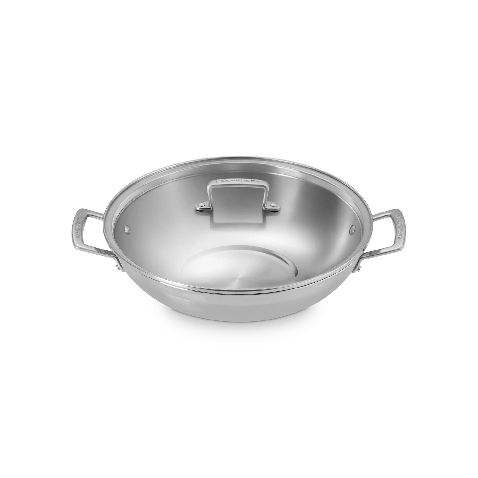 Le Creuset - Wok de acero inoxidable con tapa de cristal Classic Le Creuset.