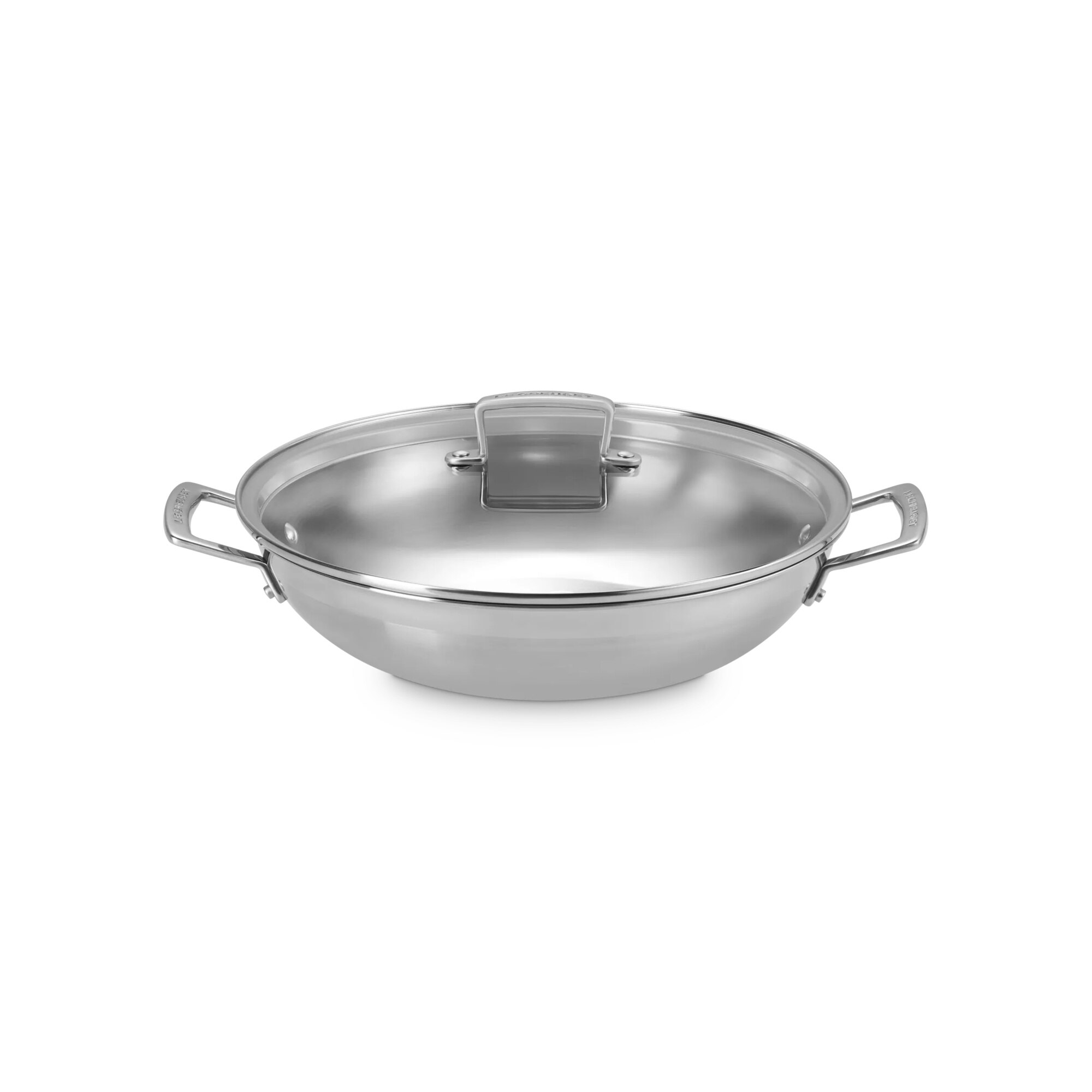 Imagen 2 de Wok de acero inoxidable con tapa de cristal Classic Le Creuset - Gris Wok de 30 cm Gris
