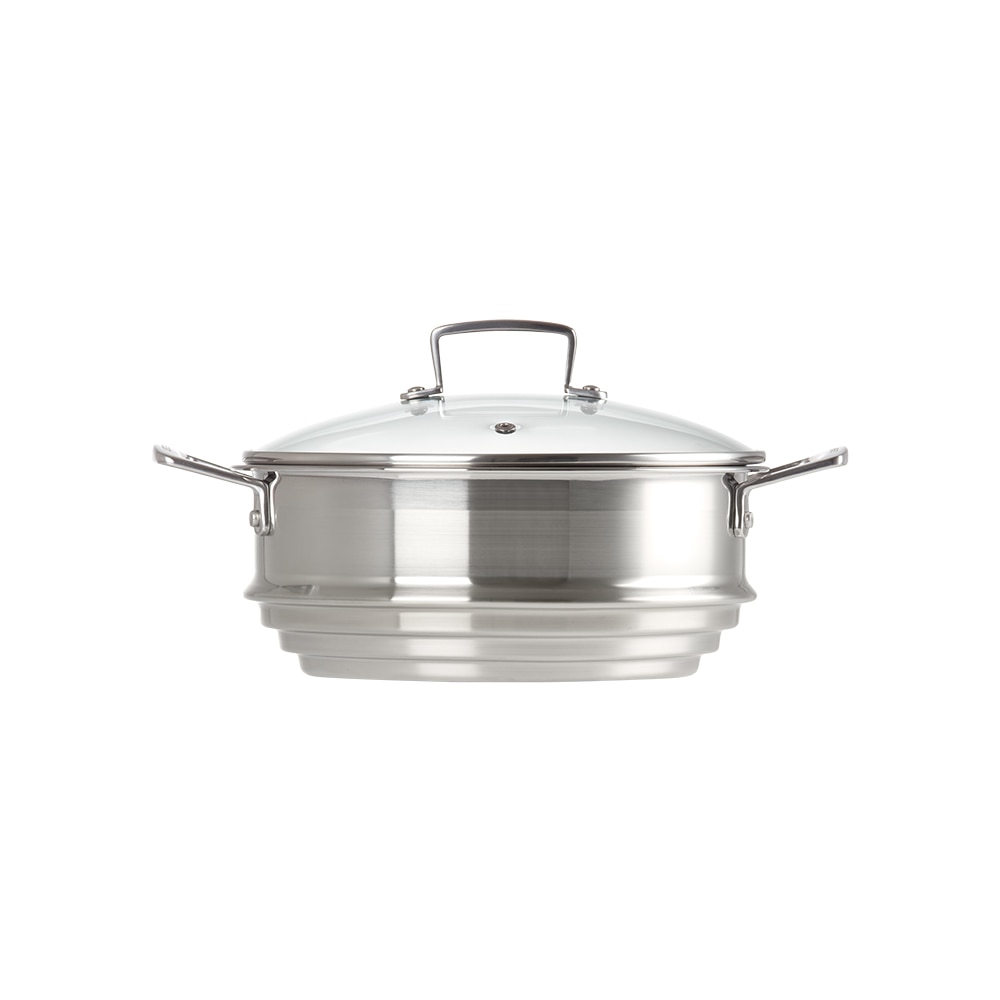 Le Creuset - Vaporera grande de acero Inoxidable con tapa de cristal Le Creuset.