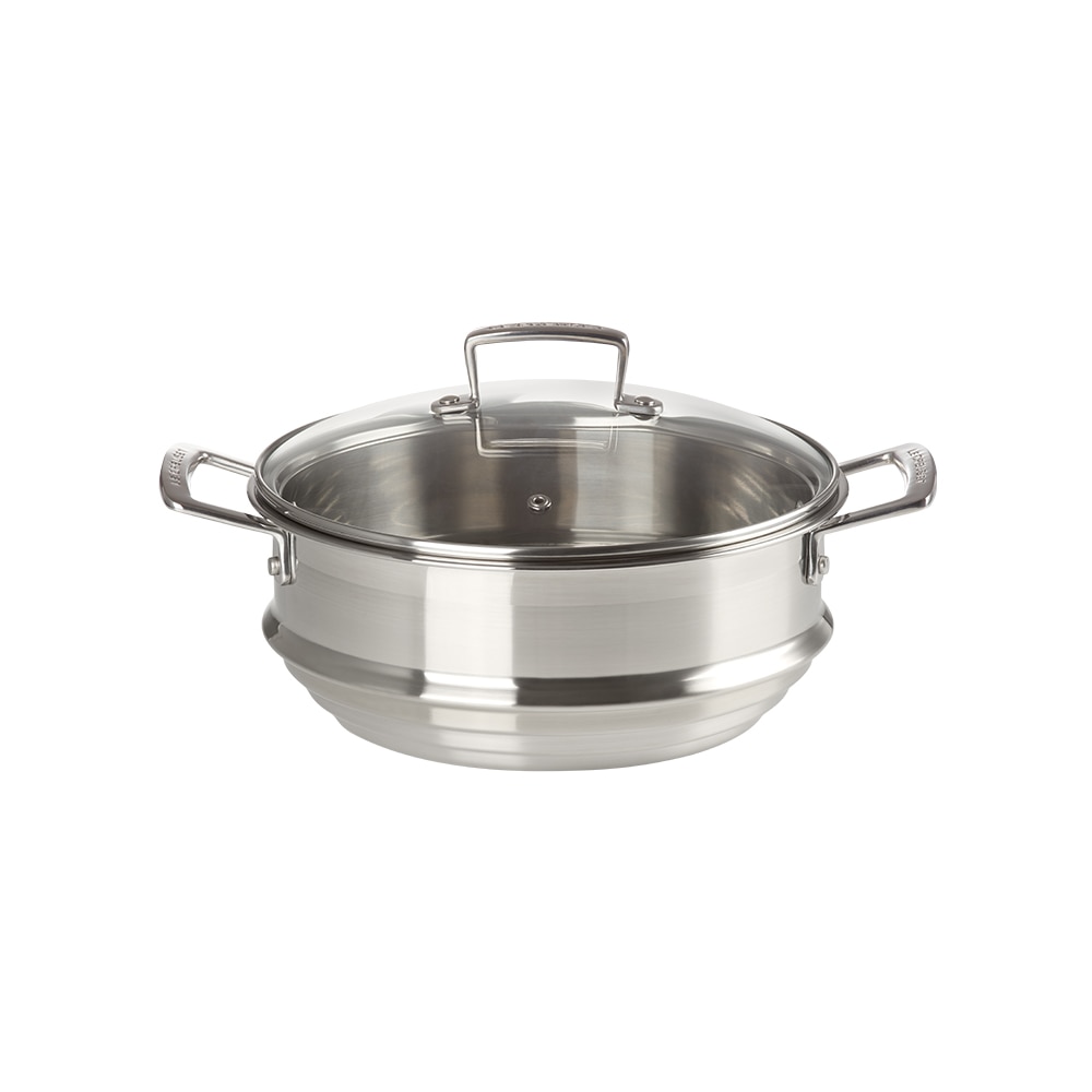 Vaporera grande de acero Inoxidable con tapa de cristal Le Creuset - Gris Gris-2