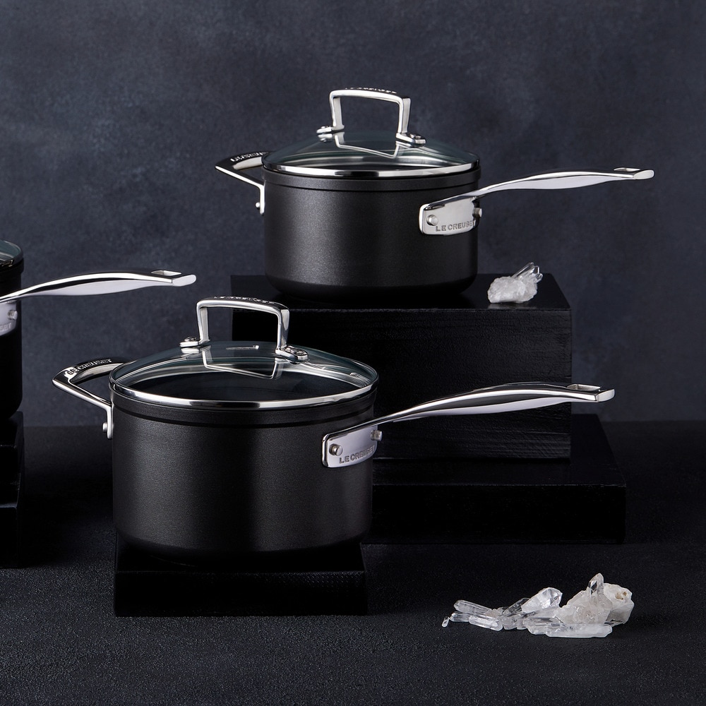 Imagen 2 de Cazo de Aluminio Antiadherente con tapa de cristal Le Creuset - Negro 20 cm Negro