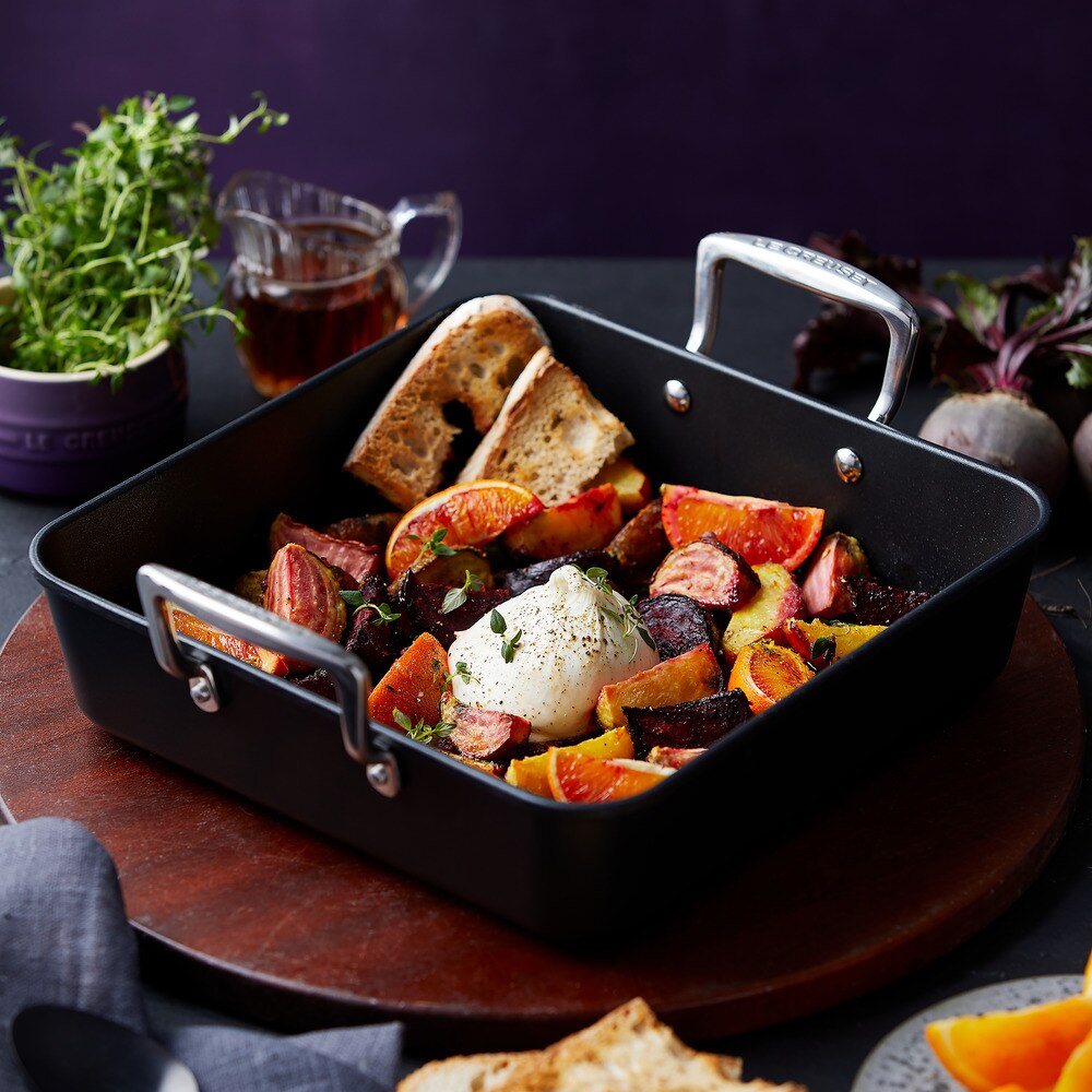 Bandeja asadora cuadrada de Aluminio Antiadherente con asas Food is love Le Creuset - Negro 26 cm Negro-3