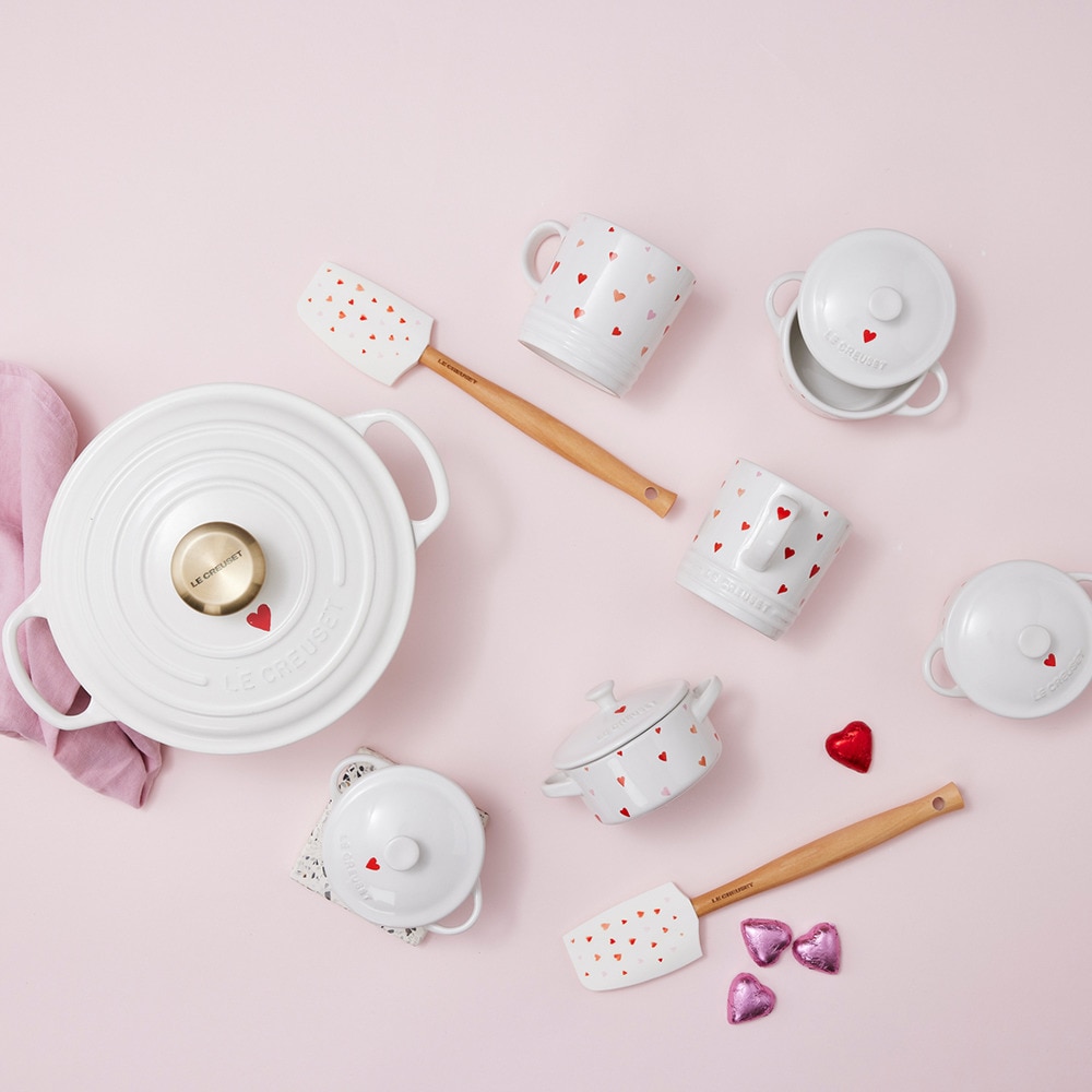 Mini cocotte de cerámica de gres con corazones Le Creuset - Blanco 10 cm Blanco-3