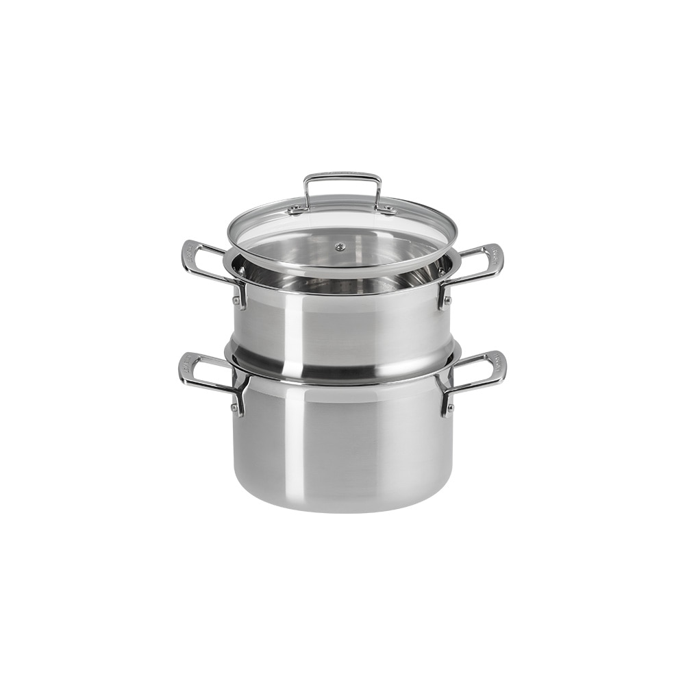 Olla 3-Ply con vaporera y tapa Le Creuset - Gris Gris-1
