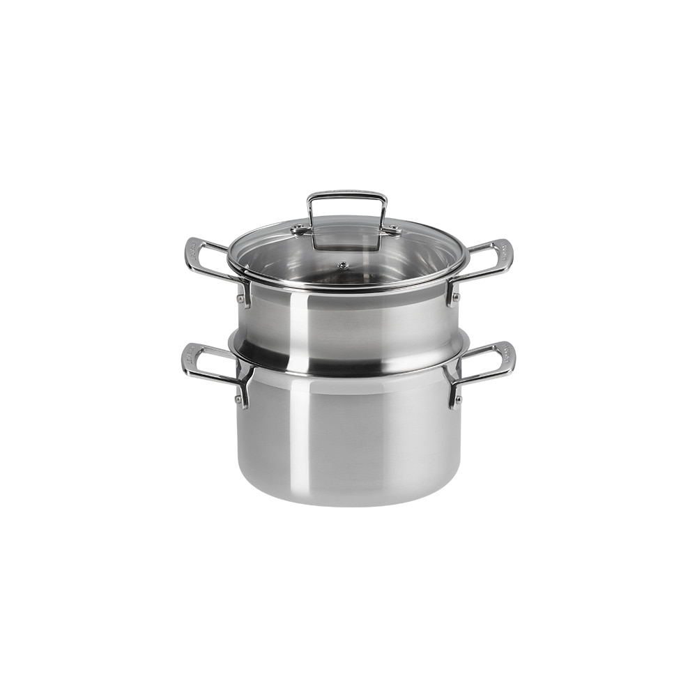 Olla 3-Ply con vaporera y tapa Le Creuset - Gris Gris-2