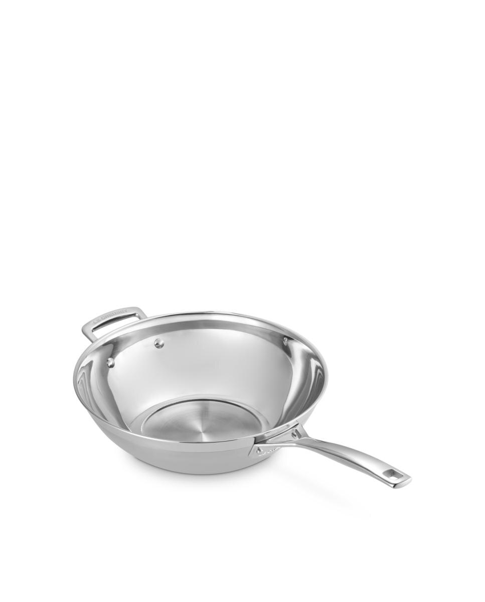 Imagen 2 de Wok de acero inoxidable 3-ply con asa Le Creuset - Gris claro Wok de 30 cm Gris claro
