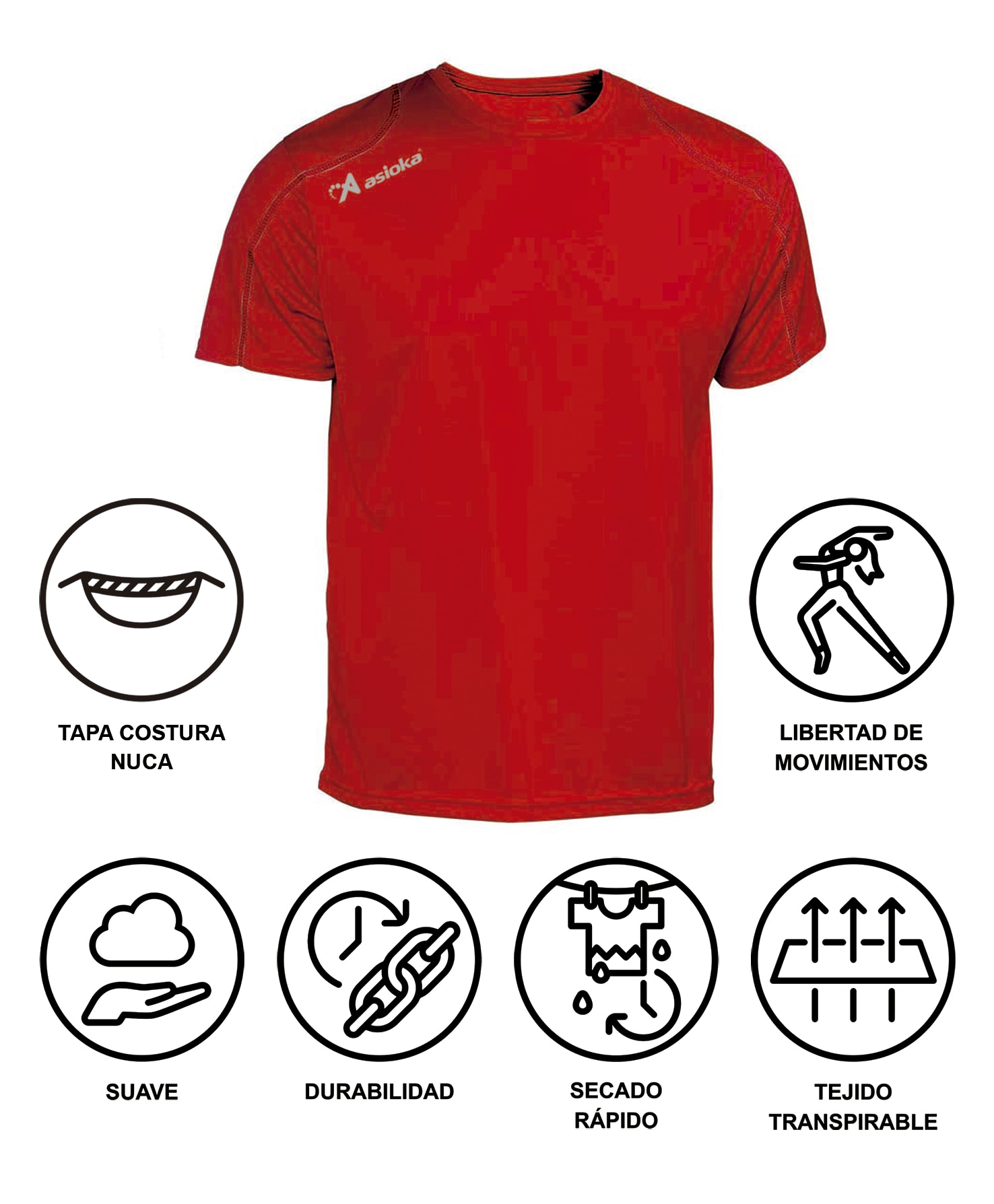 Imagen 6 de Camiseta deportiva de hombre RIO Asioka - Rojo Rojo