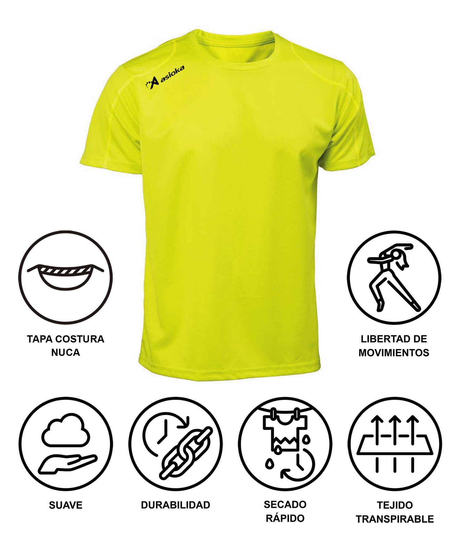 Camiseta deportiva de hombre RIO Asioka - Amarillo Flúor Amarillo Flúor-6