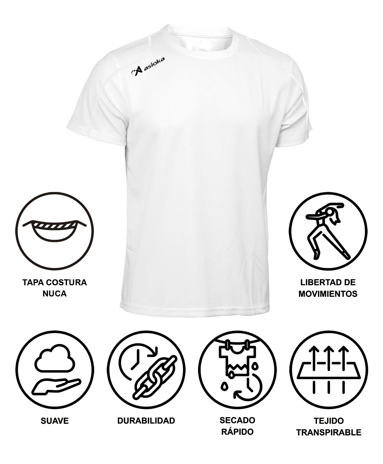 Camiseta deportiva de hombre RIO Asioka - Blanco Blanco-6