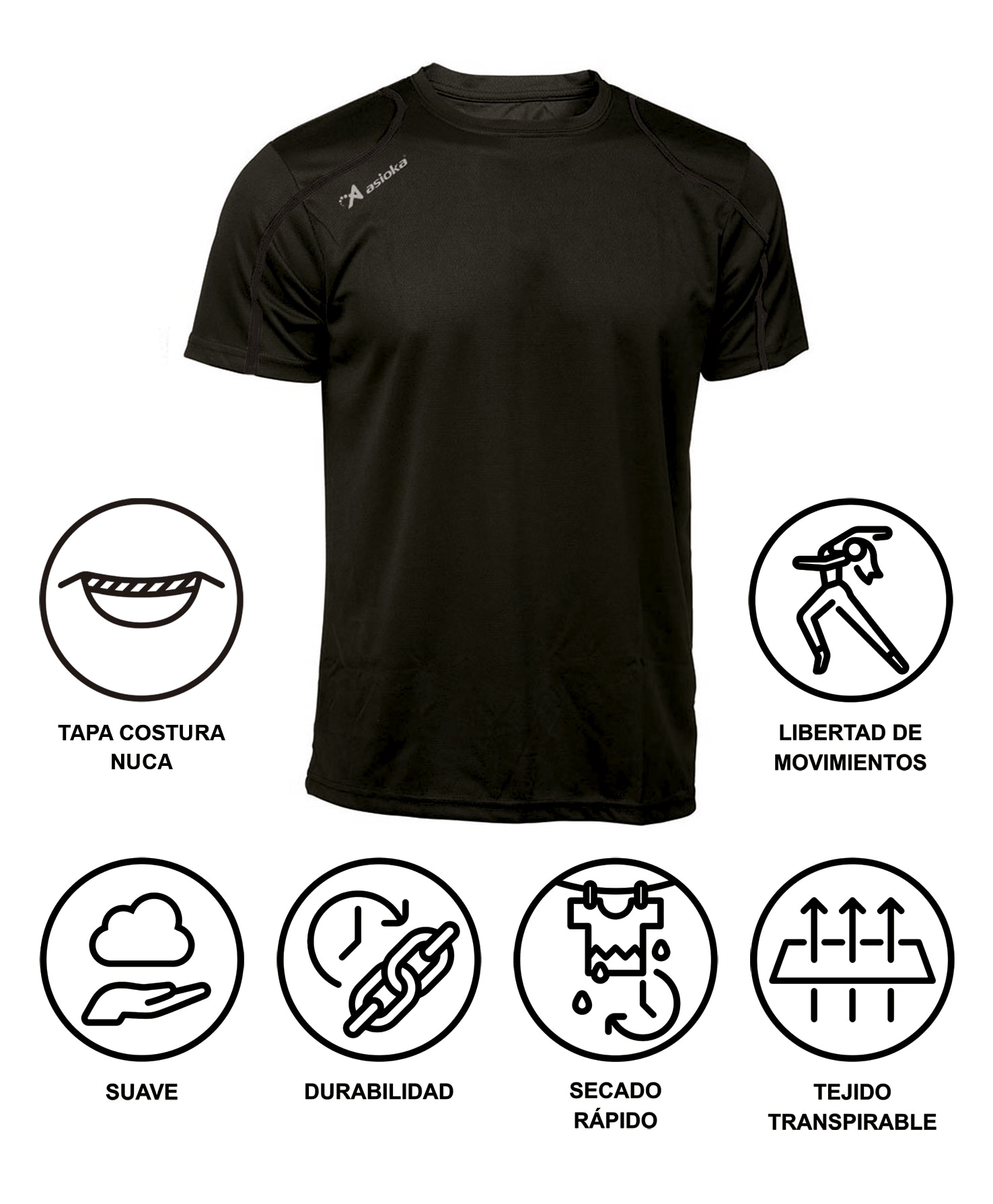 Camiseta deportiva de niño RIO Asioka - Negro Negro-6