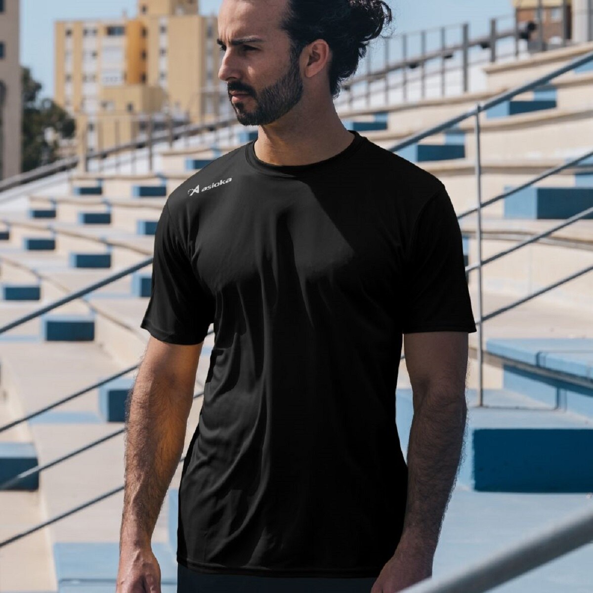 Camiseta de fútbol unisex PREMIUM Asioka - Negro Negro-4