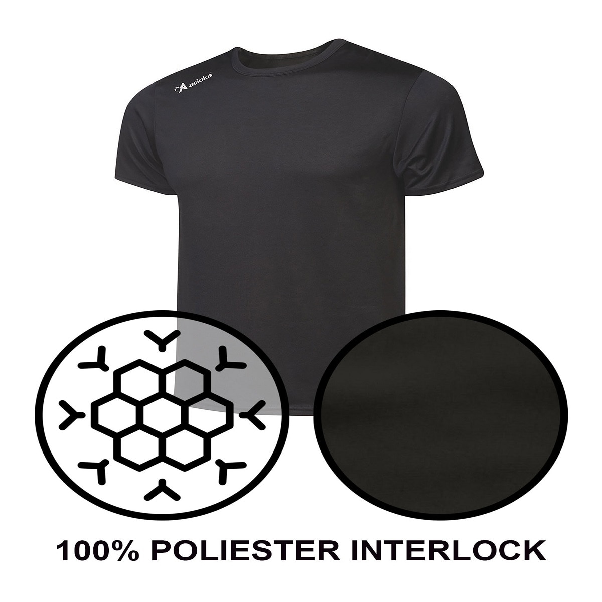 Camiseta de fútbol unisex PREMIUM Asioka - Negro Negro-6