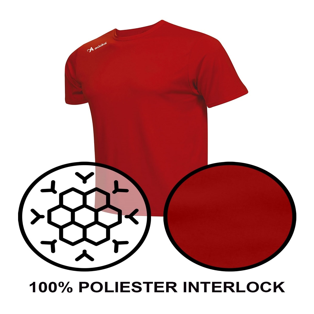 Camiseta de fútbol unisex PREMIUM Asioka - Rojo Rojo-6