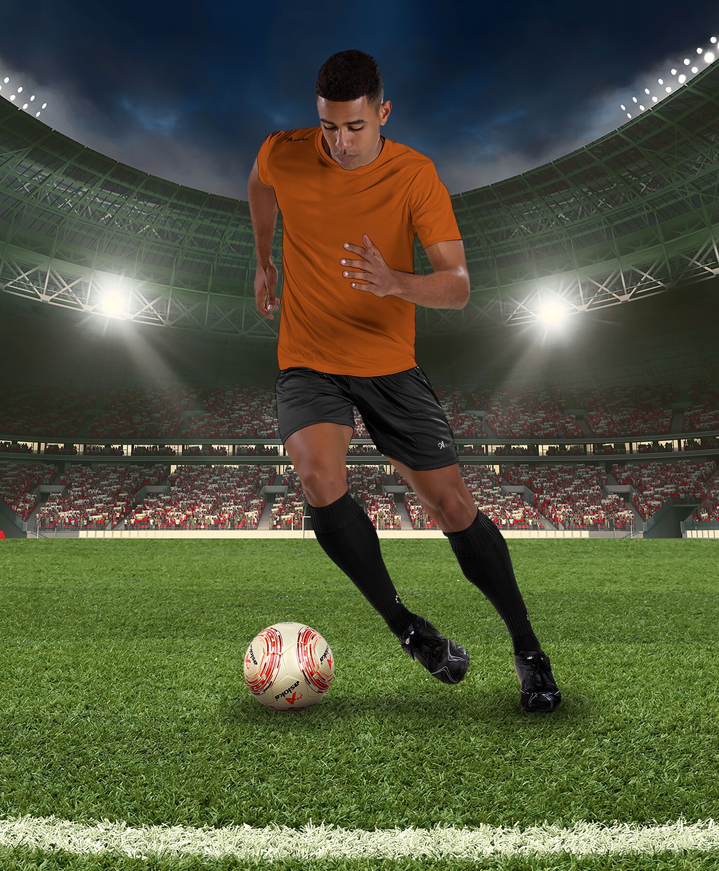 Camiseta de fútbol unisex PREMIUM Asioka - Naranja Naranja-5
