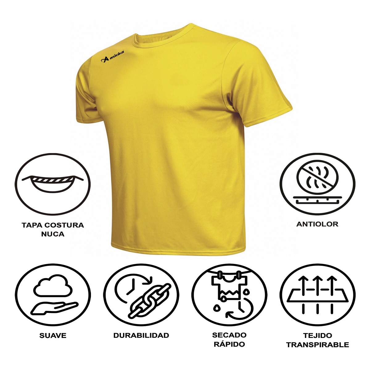 Imagen 7 de Camiseta de fútbol unisex PREMIUM Asioka - Amarillo Amarillo