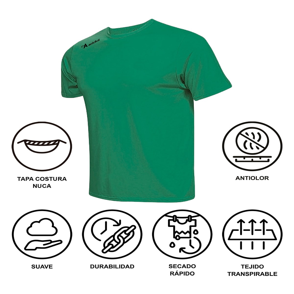Camiseta de fútbol de niños PREMIUM Asioka - Verde Verde-7