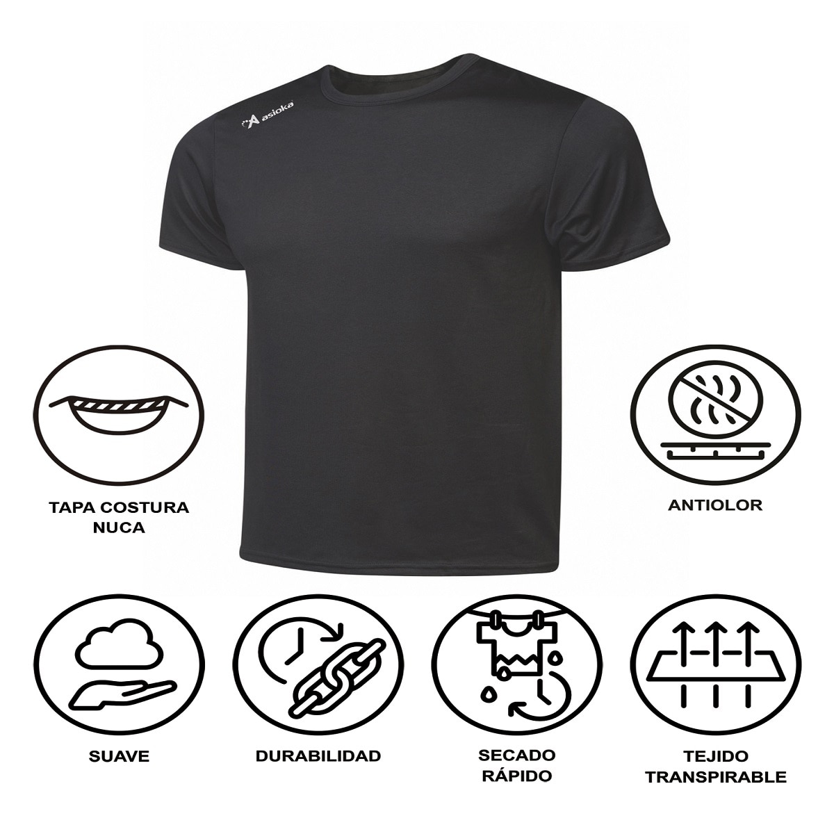 Camiseta de fútbol de niños PREMIUM Asioka - Negro Negro-7