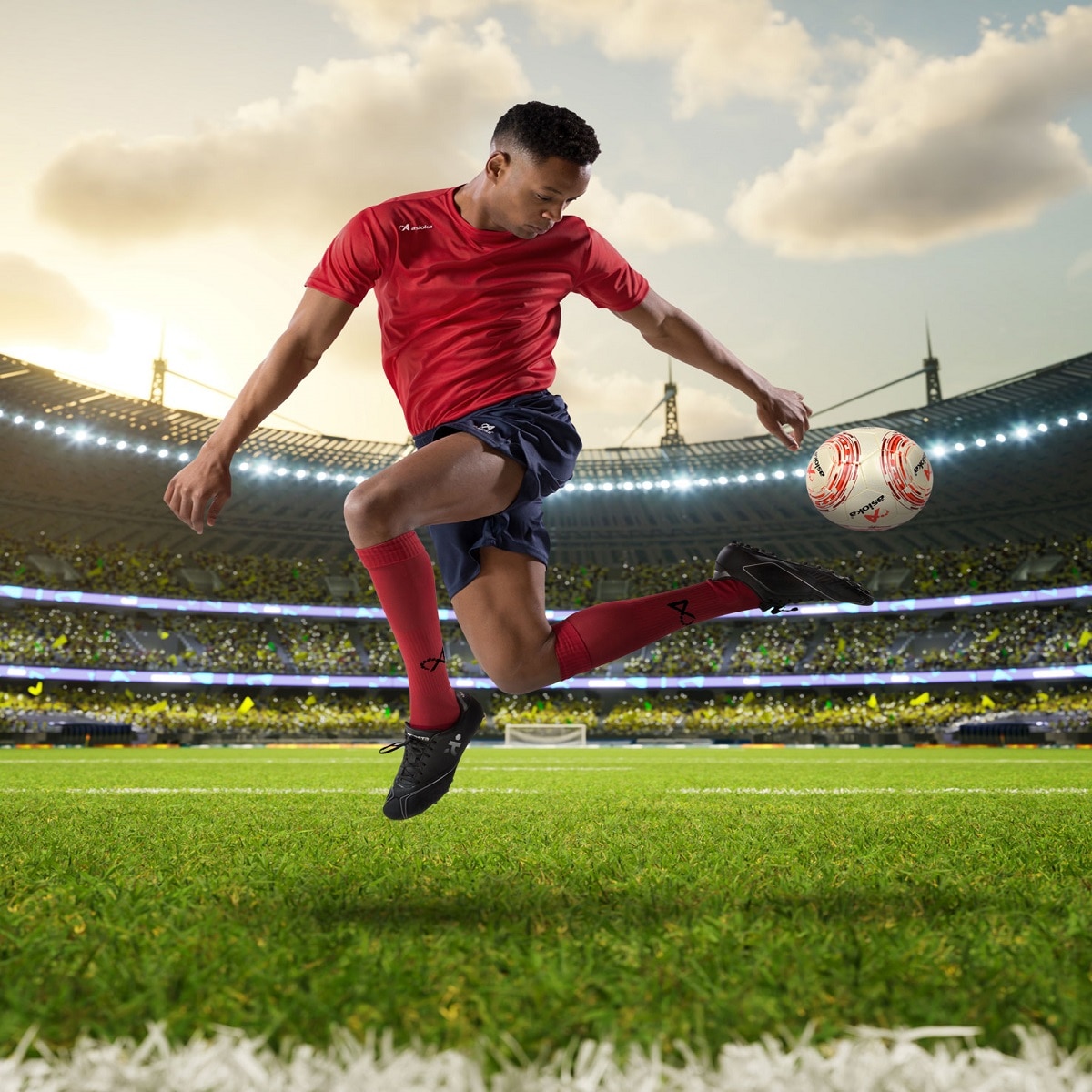 Camiseta de fútbol de niños PREMIUM Asioka - Rojo Rojo-5