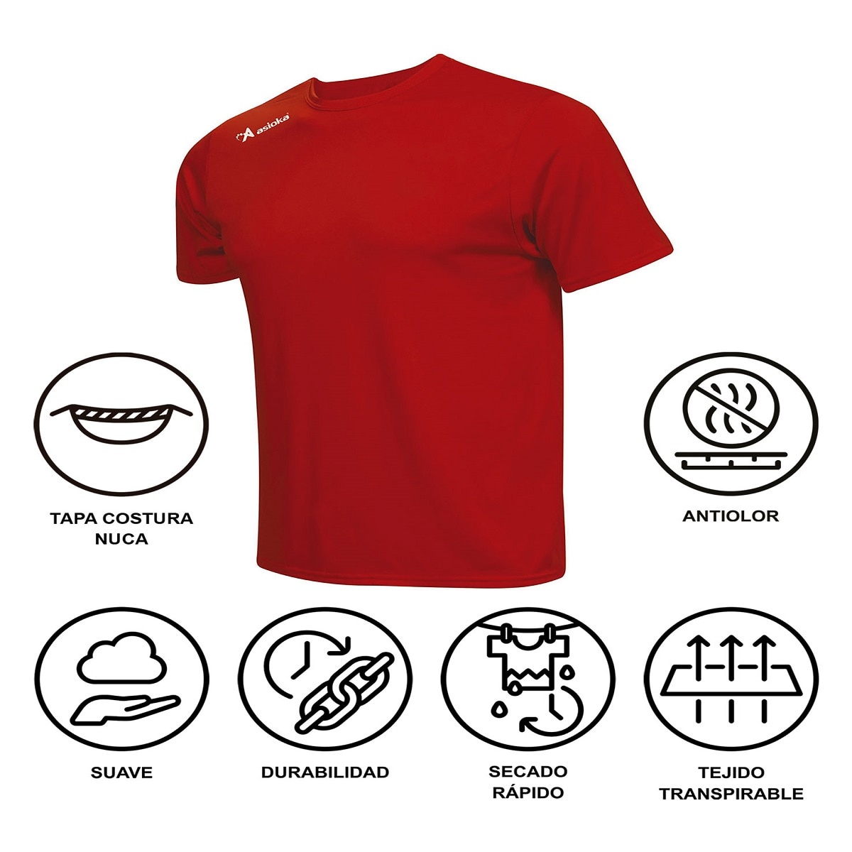 Camiseta de fútbol de niños PREMIUM Asioka - Rojo Rojo-7
