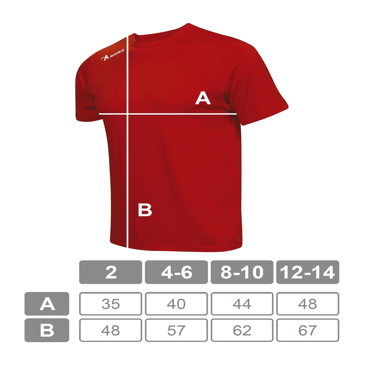 Camiseta de fútbol de niños PREMIUM Asioka - Rojo Rojo-8