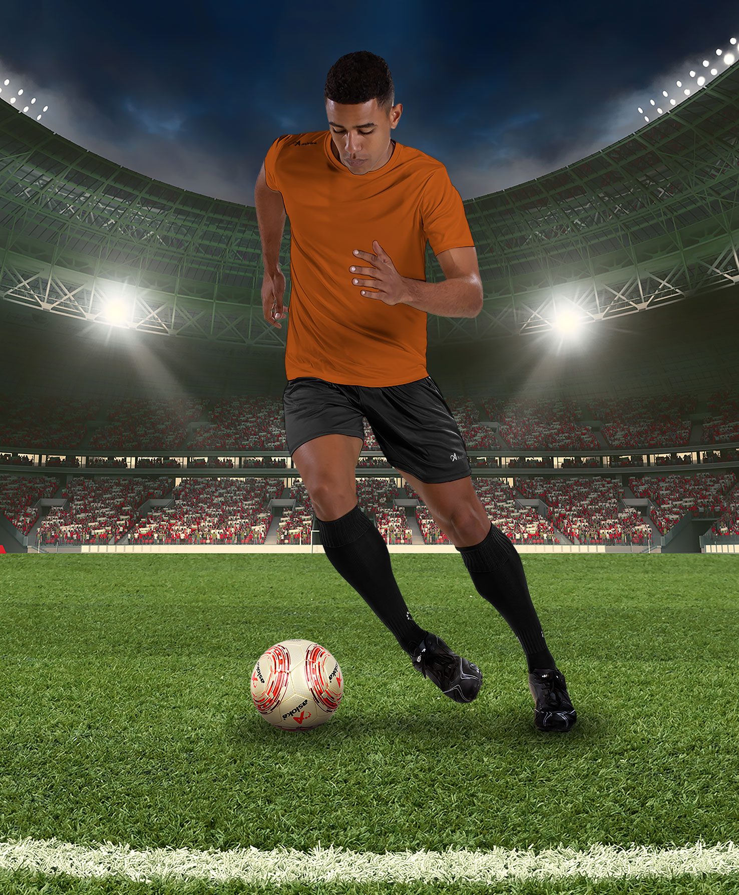 Camiseta de fútbol de niños PREMIUM Asioka - Naranja Naranja-5