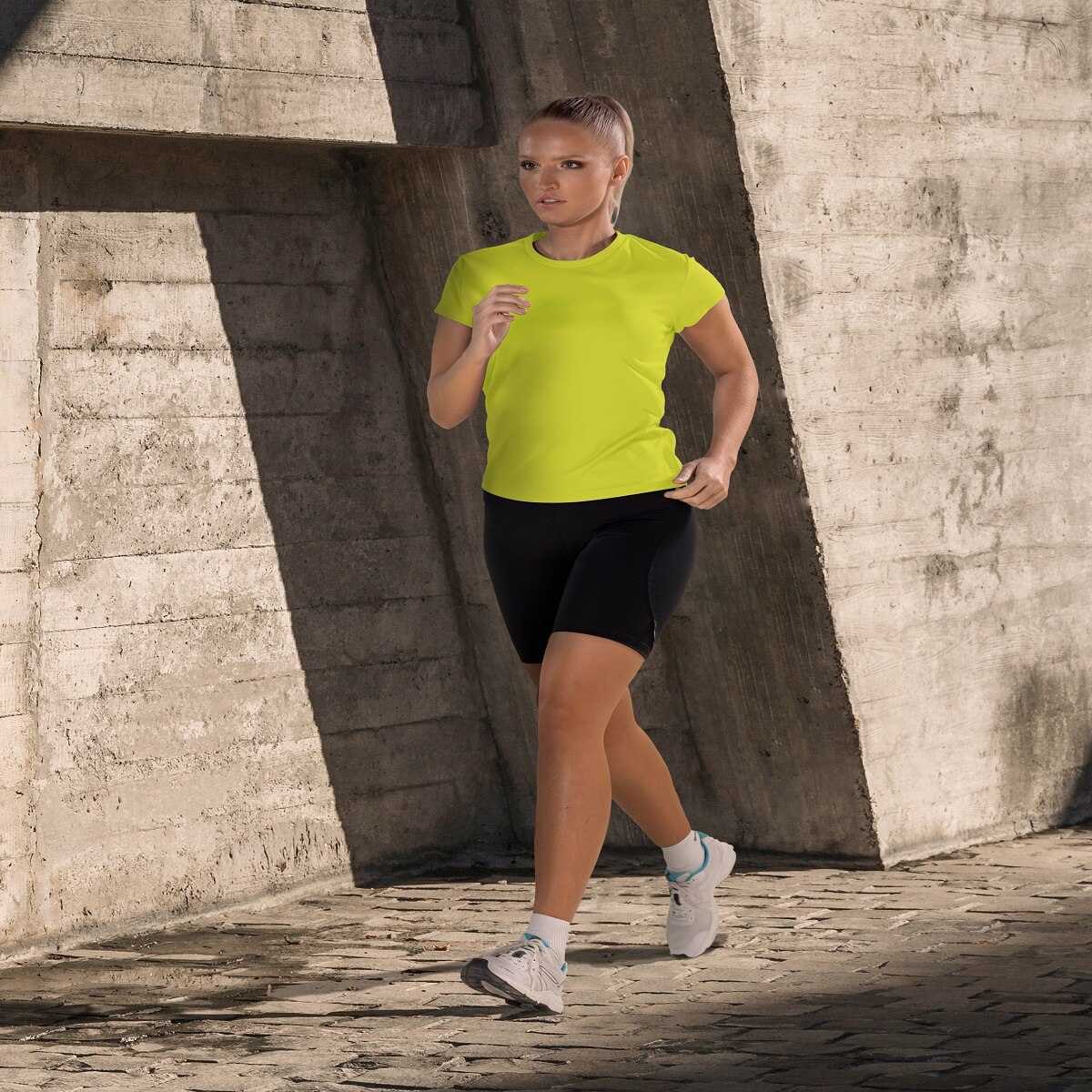 Camiseta deportiva de niña PO Asioka - Amarillo Flúor Amarillo Flúor-3