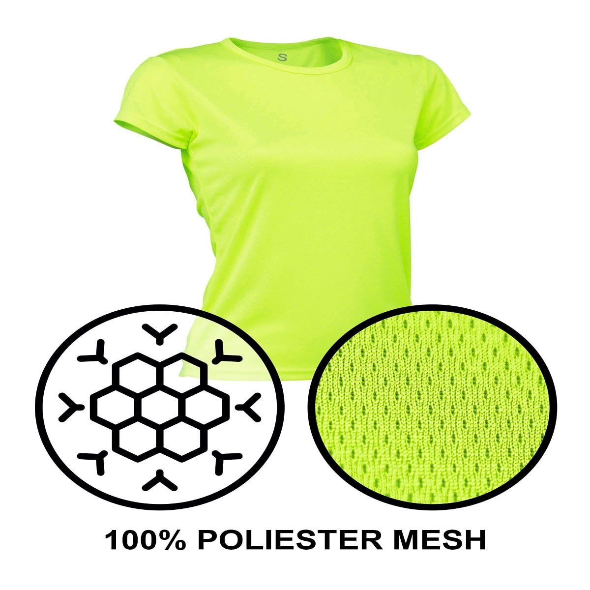 Camiseta deportiva de niña PO Asioka - Amarillo Flúor Amarillo Flúor-4