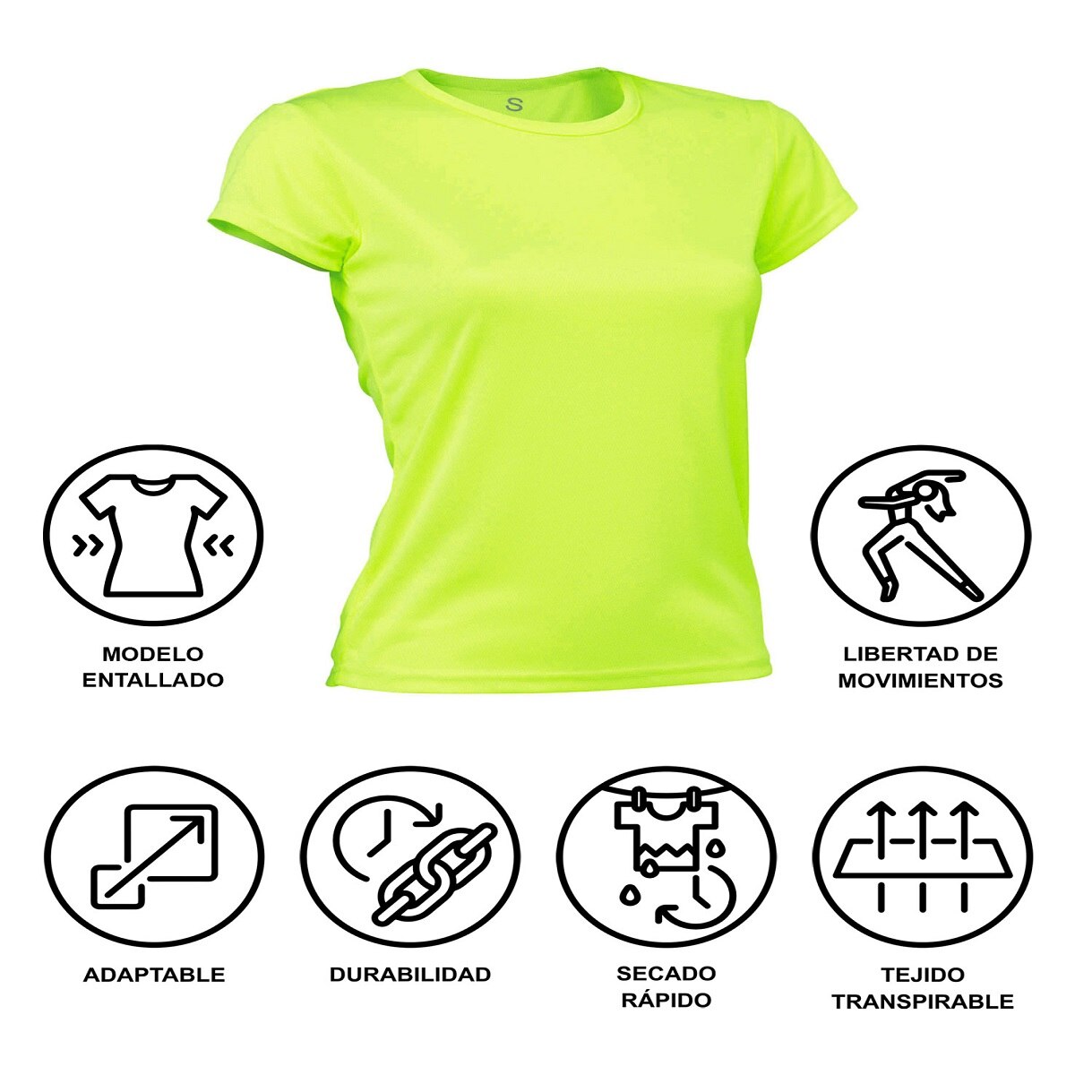 Camiseta deportiva de niña PO Asioka - Amarillo Flúor Amarillo Flúor-5