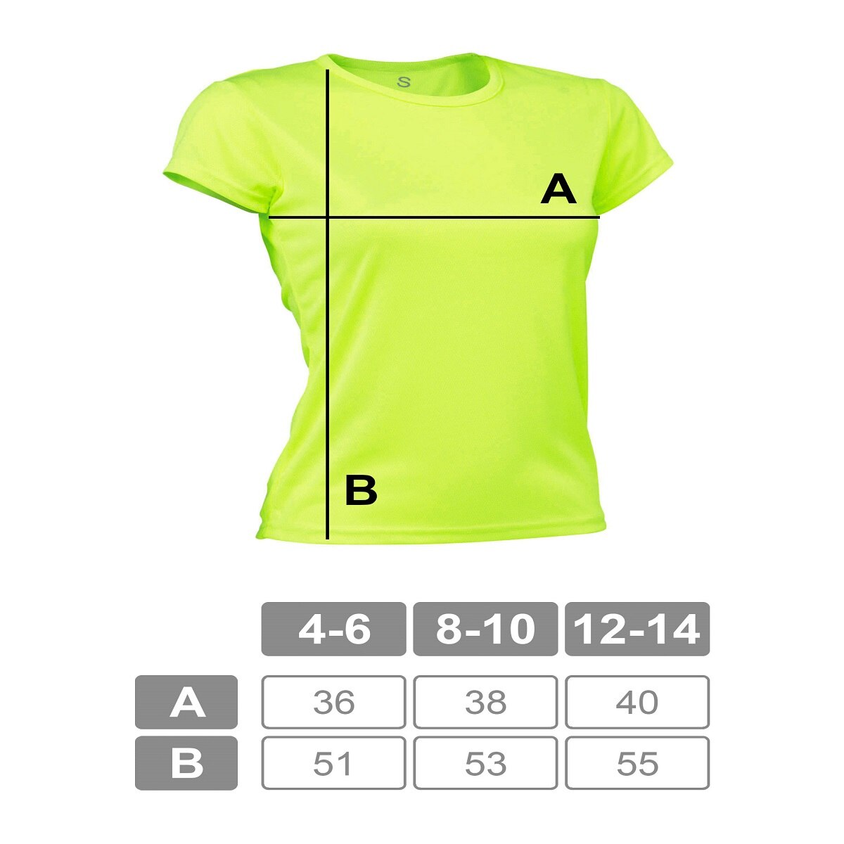 Camiseta deportiva de niña PO Asioka - Amarillo Flúor Amarillo Flúor-6