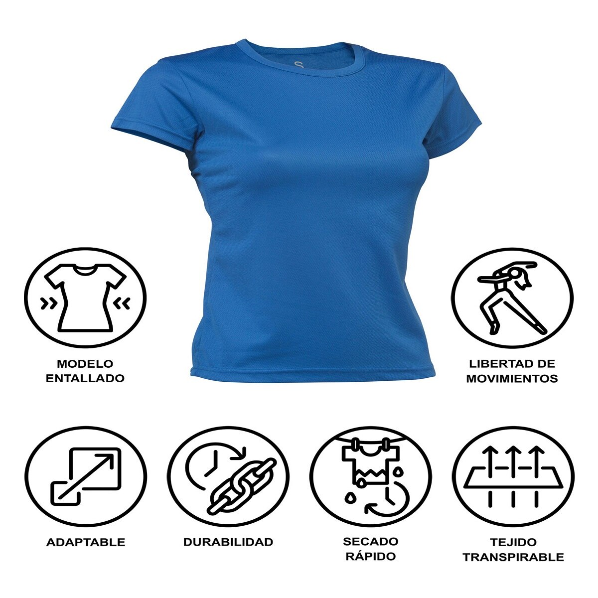 Camiseta deportiva de niña PO Asioka - Azul royal Azul royal-5