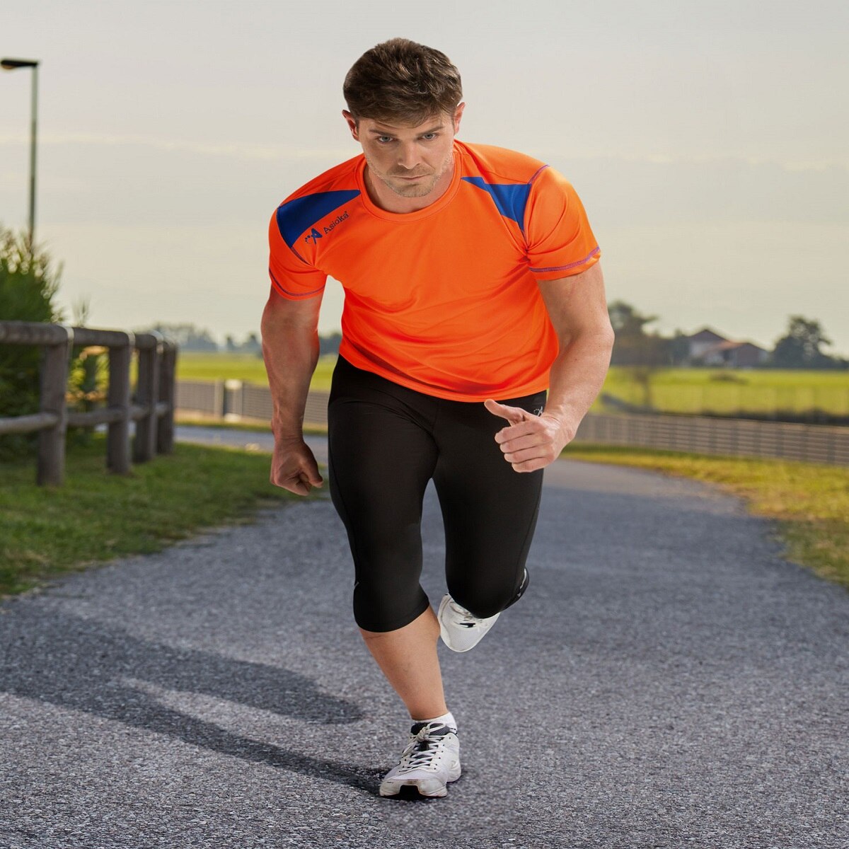 Camiseta de Running de hombre VOLGA Asioka - Naranja fuerte Naranja fuerte-3