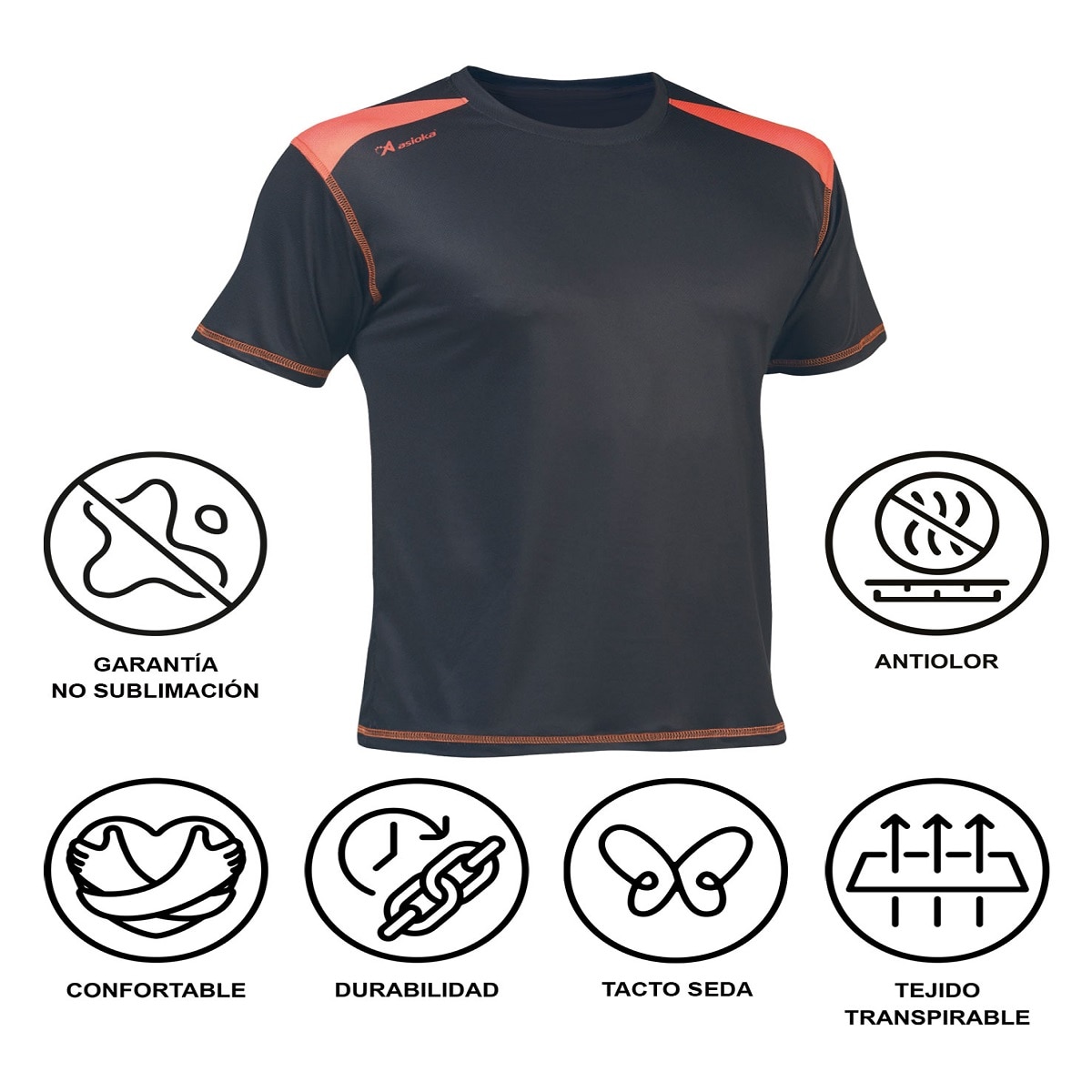 Camiseta de Running de hombre VOLGA Asioka - Gris / Naranja Gris / Naranja-6