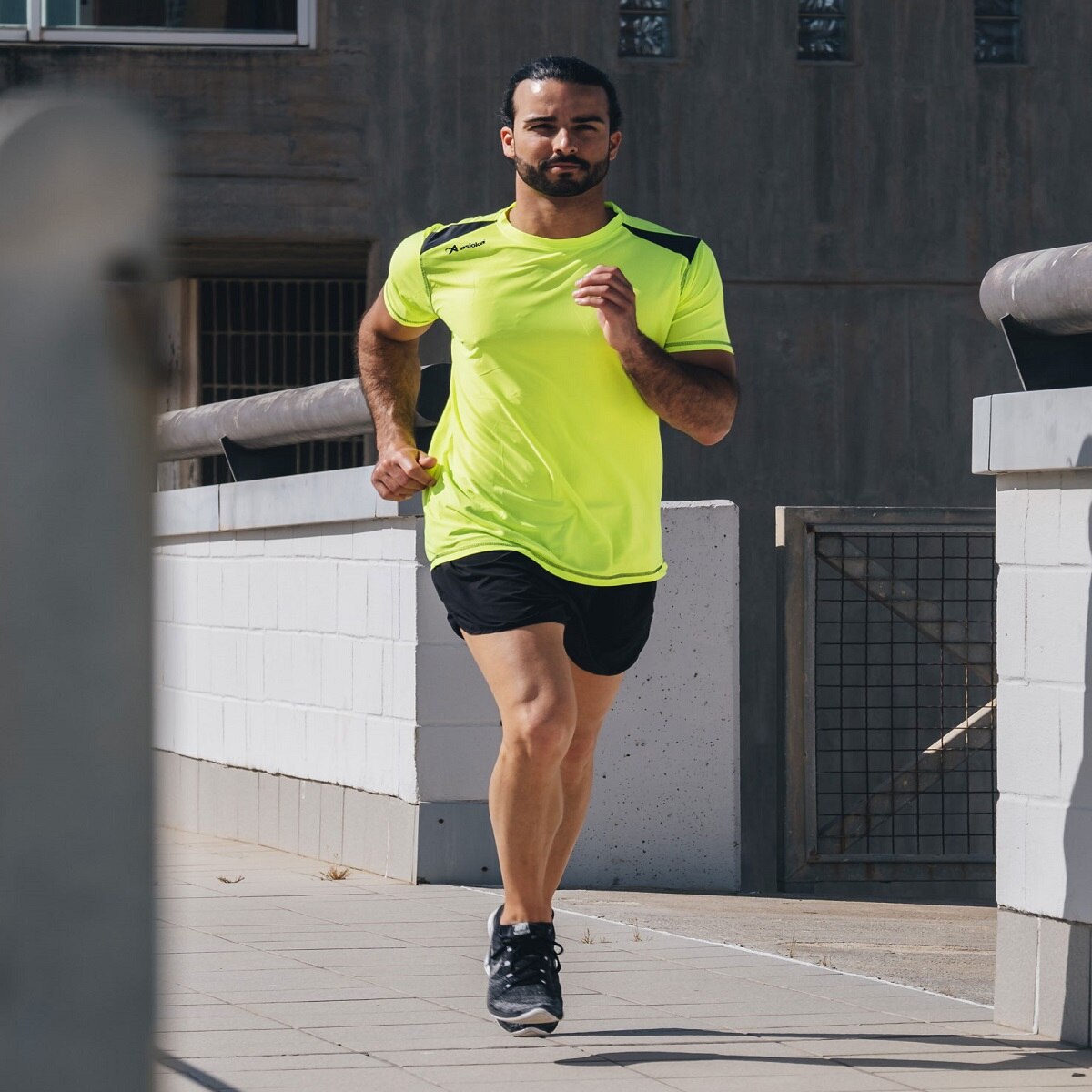 Camiseta de Running de hombre VOLGA Asioka - Amarillo Flúor / Negro Amarillo Flúor / Negro-3
