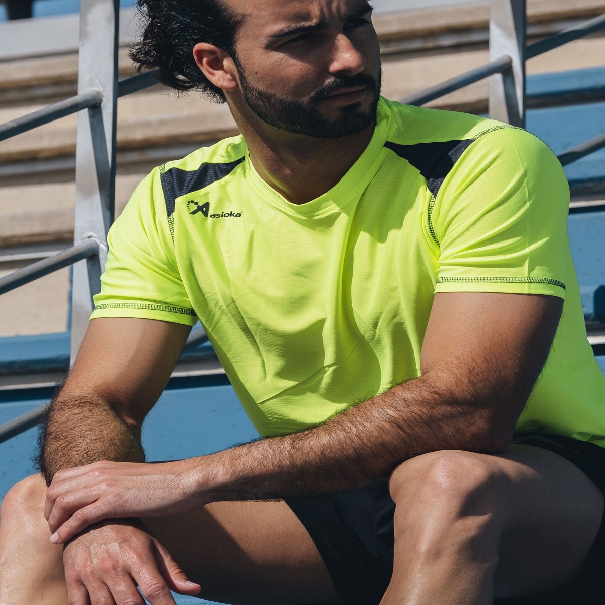 Camiseta de Running de hombre VOLGA Asioka - Amarillo Flúor / Negro Amarillo Flúor / Negro-4