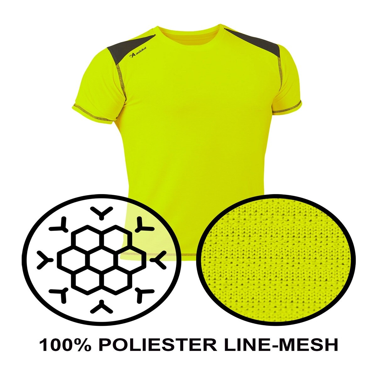 Camiseta de Running de hombre VOLGA Asioka - Amarillo Flúor / Negro Amarillo Flúor / Negro-5