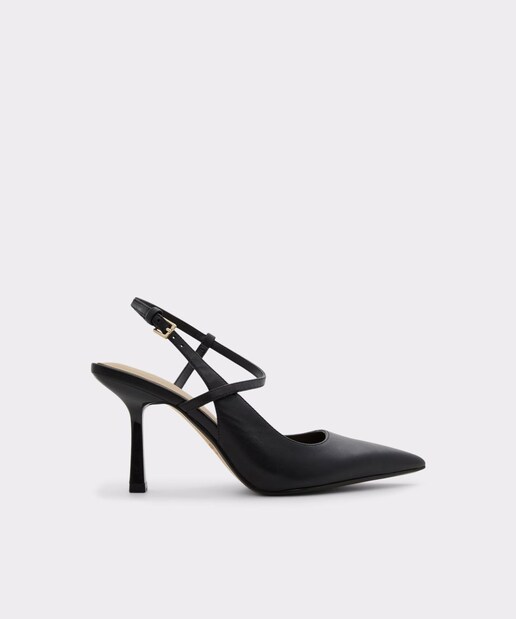 Imagen 0 de Zapatos de salón de mujer en color negro de piel con punta afilada