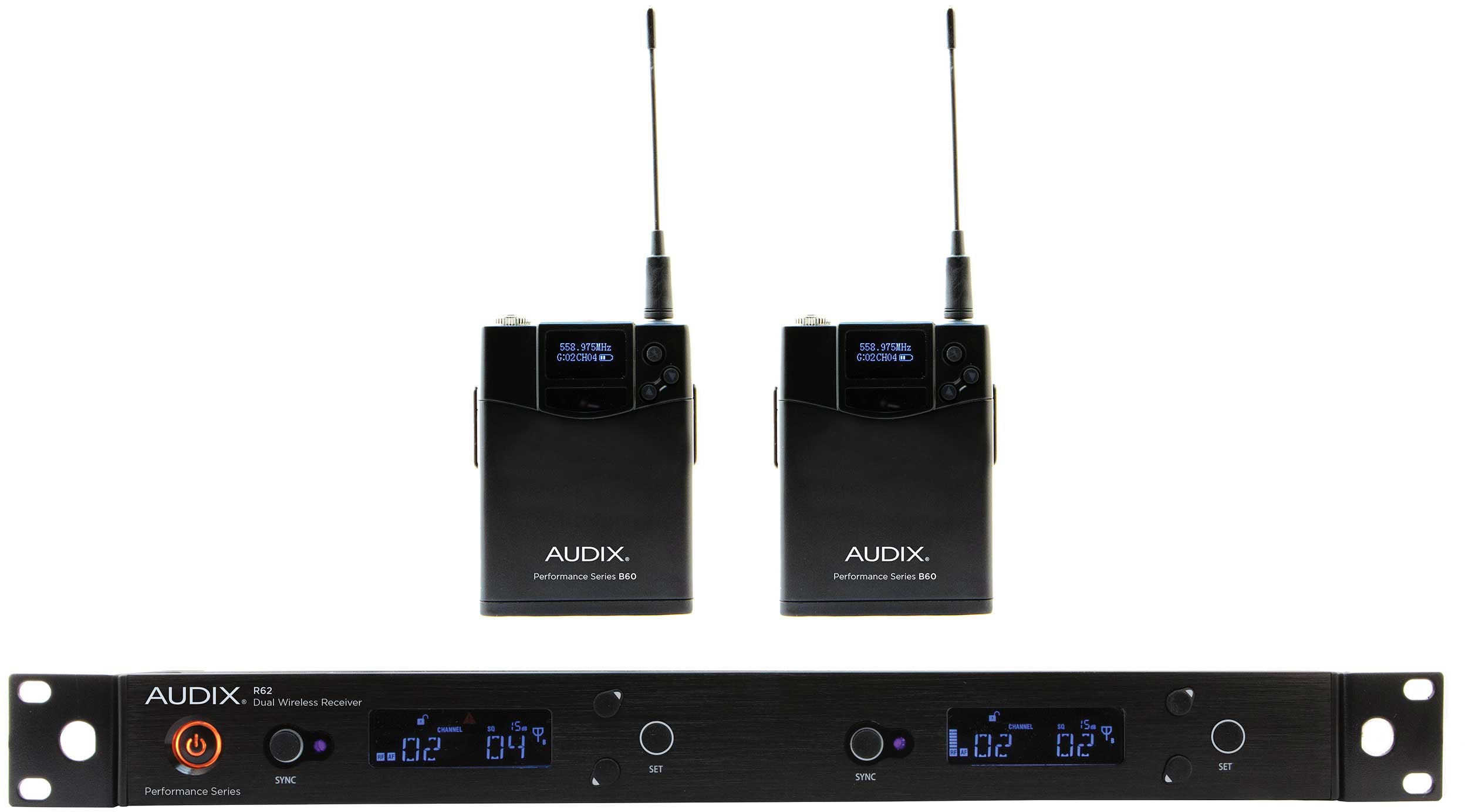 Audix - Sistema inalámbrico para guitarra-bajo Audix AP62 + 2 BODYPACKS B60.