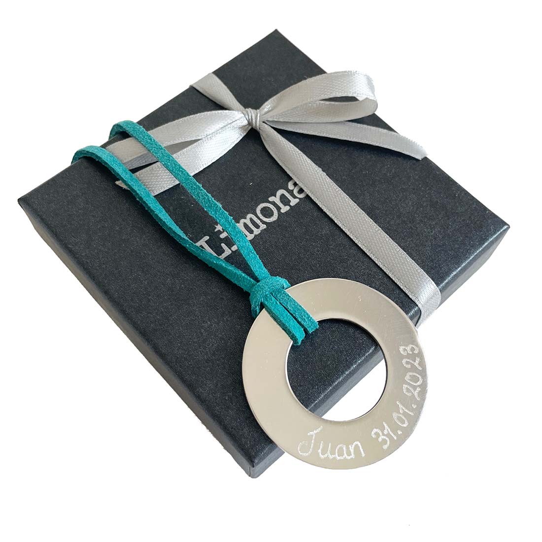 Collar aro de para mujer El Recién Nacido personalizable con nombres grabados - Plata Plata-1