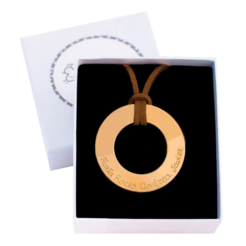 Collar aro de oro para mujer El Recién Nacido personalizable con nombres grabados Dorado Dorado-1
