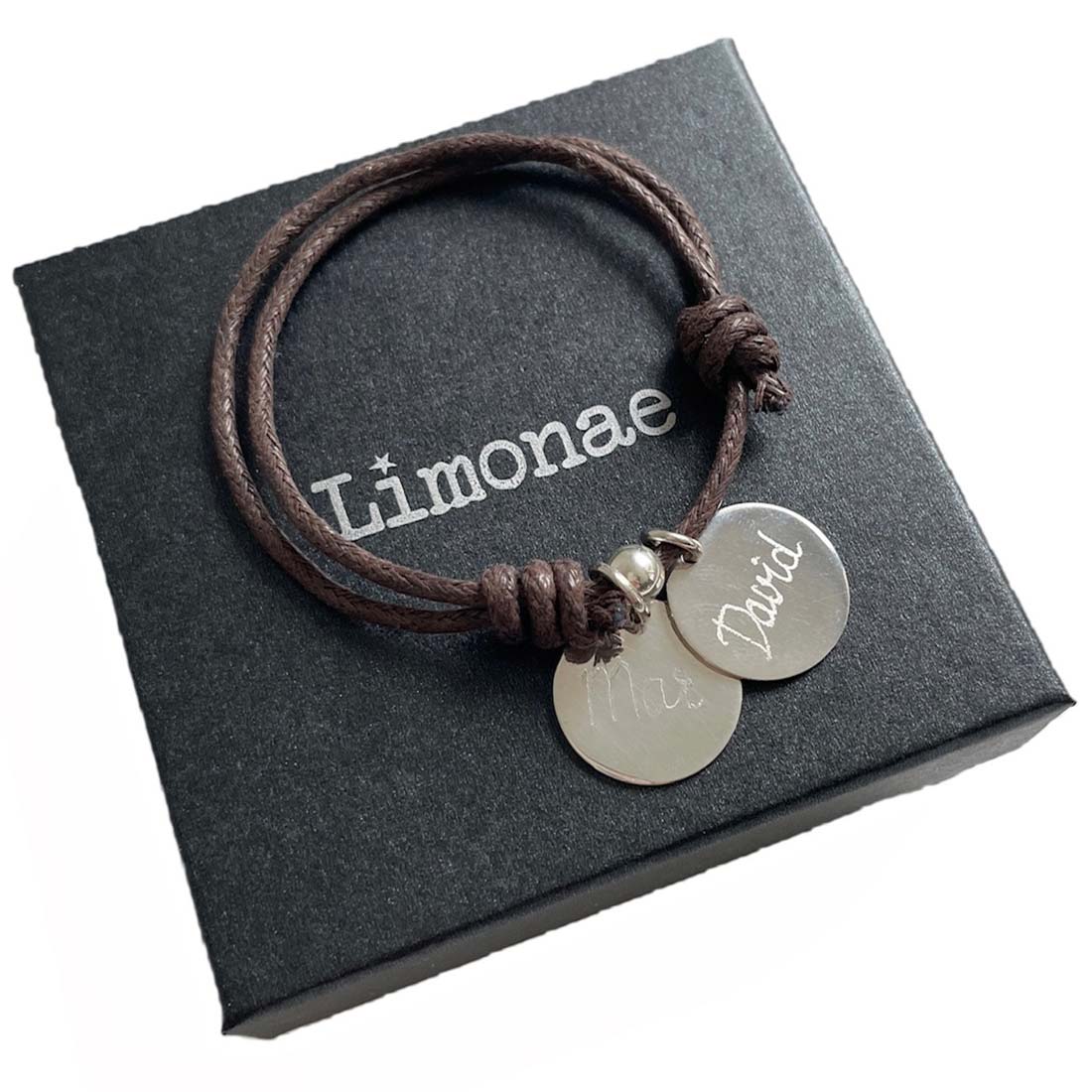 Pulsera para mujer El Recién Nacido con 2 medallas de plata con nombres grabados - Azul Azul-2