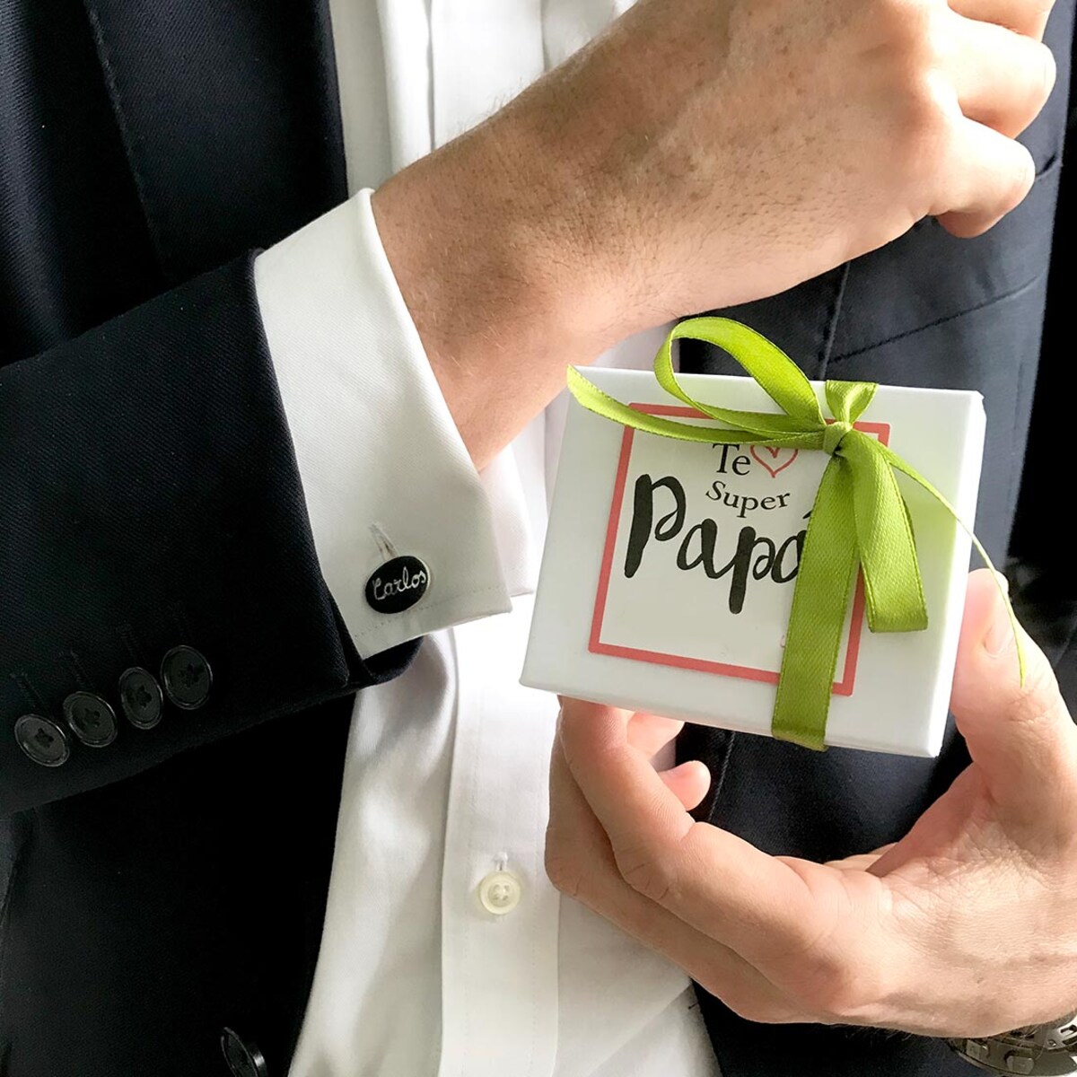 Gemelos para hombre El Recién Nacido de plata personalizables con