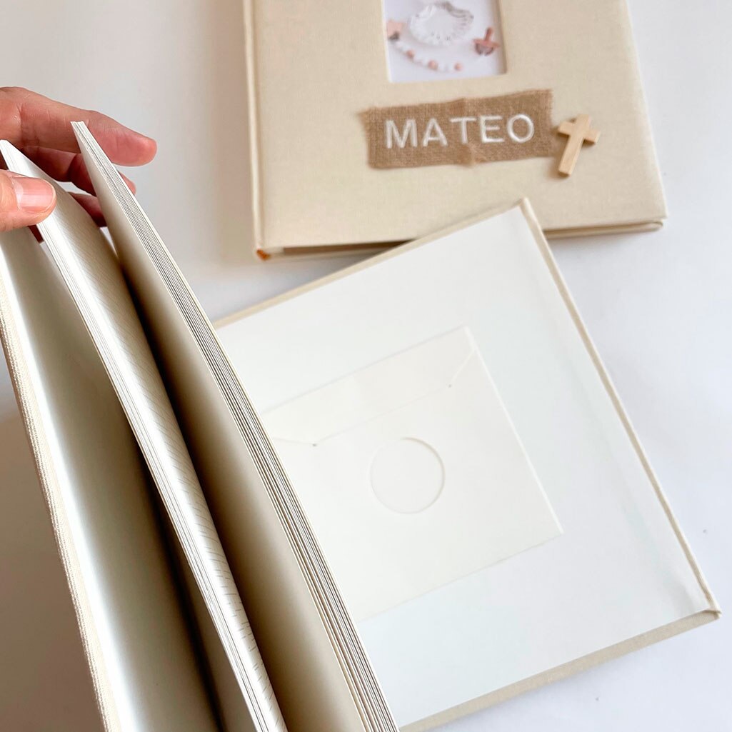 Álbum bautizo El Recién Nacido personalizable con nombre bordado - Beige Beige-2
