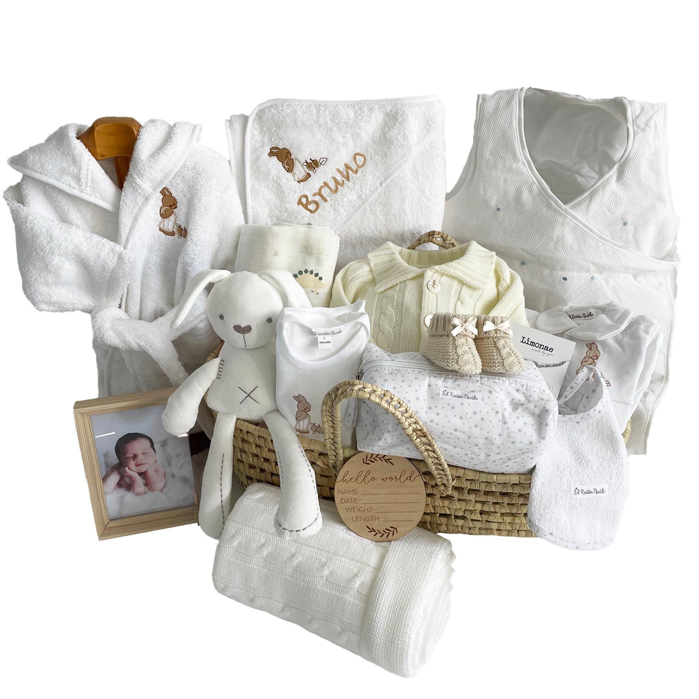 Canastilla moisés El Recién Nacido personalizable con nombre - Beige Beige-1