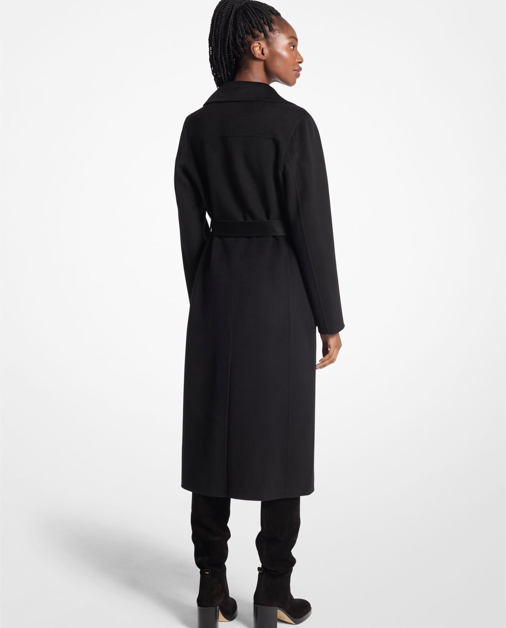 Abrigo de paño de mujer de lana con cinturón - Michael Michael Kors - Negro Negro-2