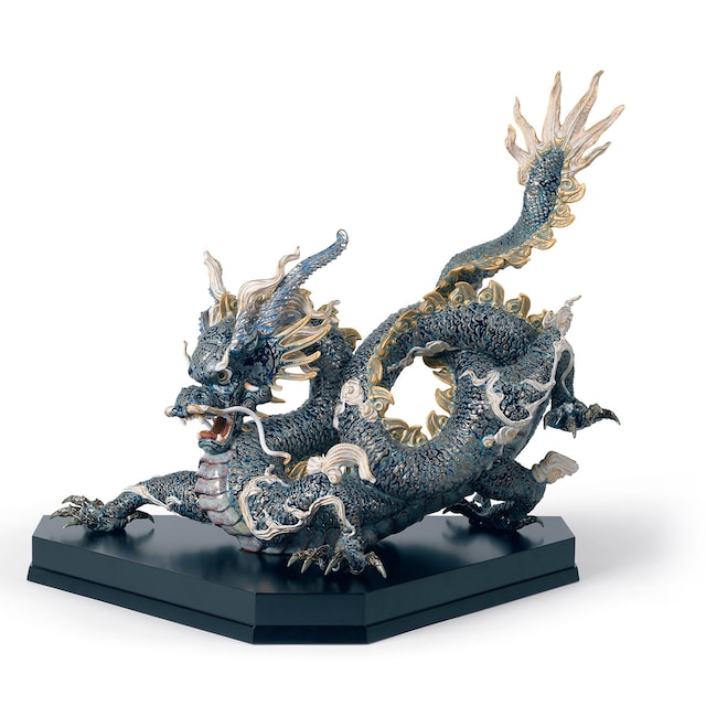Imagen 0 de Figura decorativa  Gran Dragón. Lustre oro y azul. Serie limitada Lladró