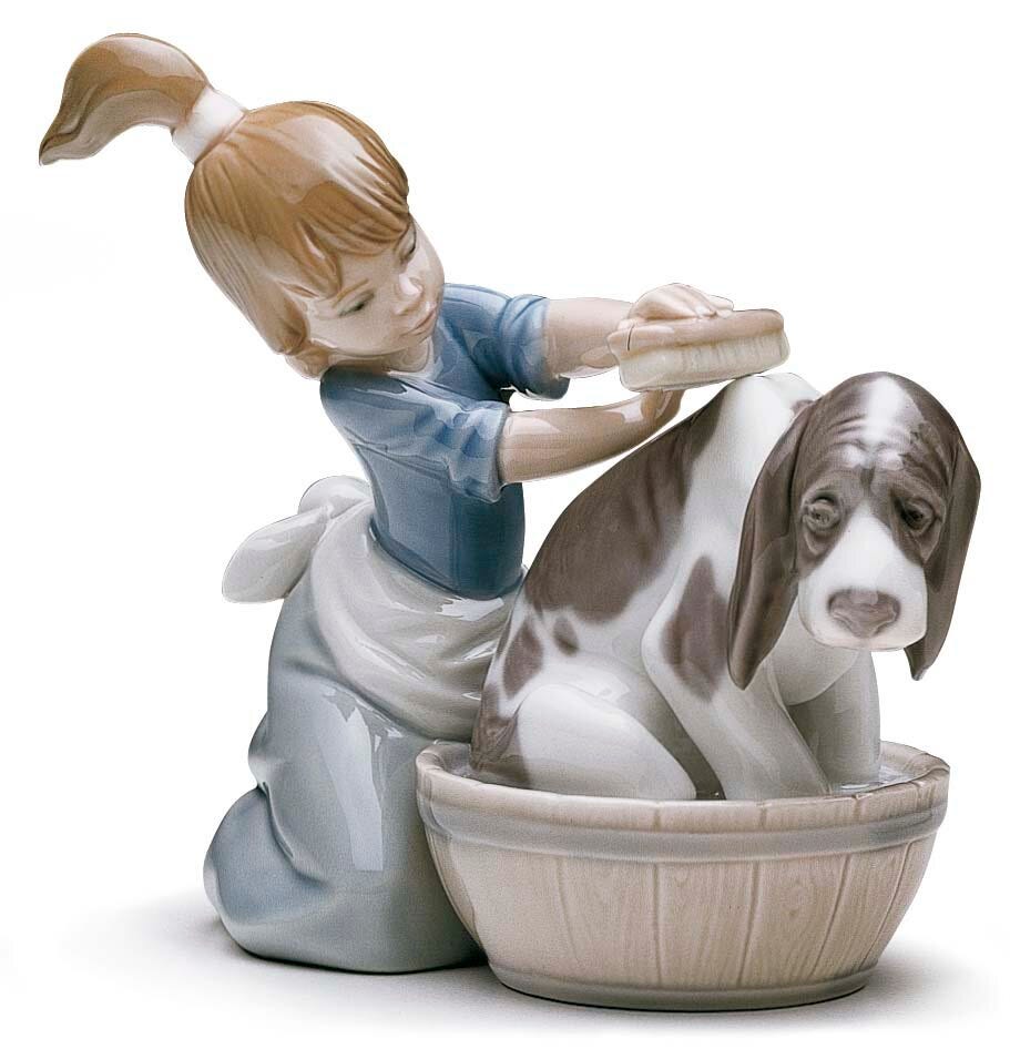 Imagen 2 de Figura decorativa Lavando al perro Lladró - Blanco Blanco