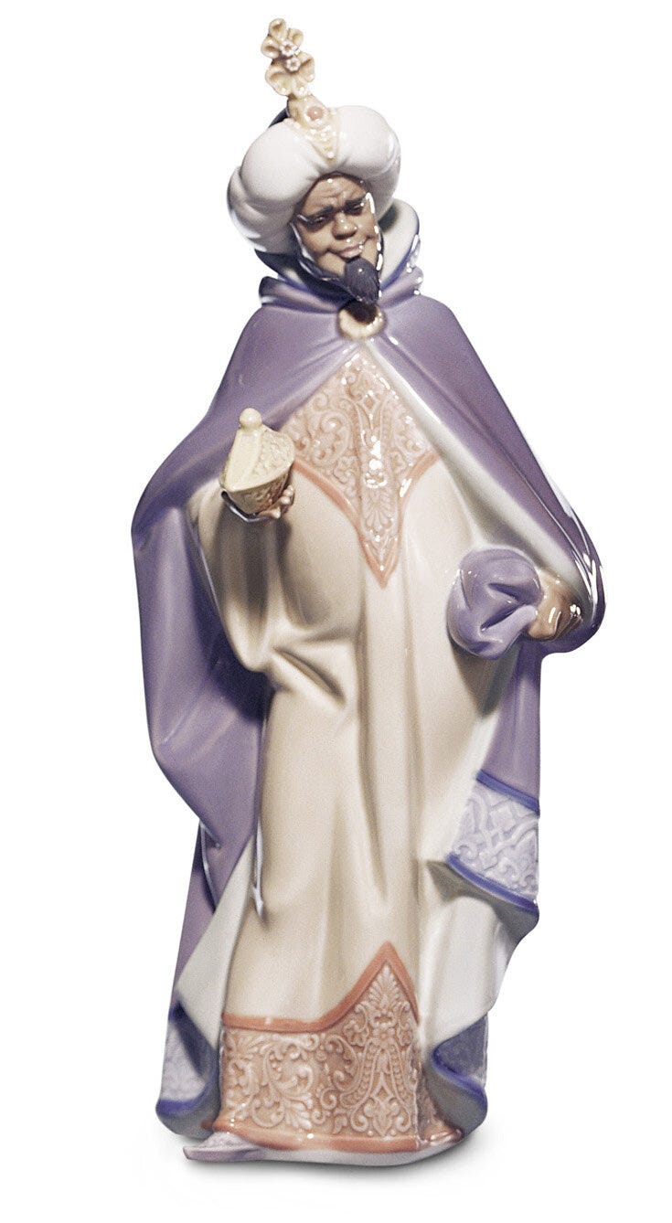 Imagen 1 de Figura decorativa Rey Baltasar en Belén Lladró - Morado Morado