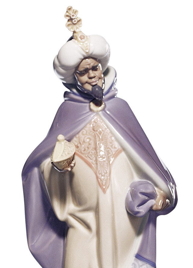 Imagen 2 de Figura decorativa Rey Baltasar en Belén Lladró - Morado Morado
