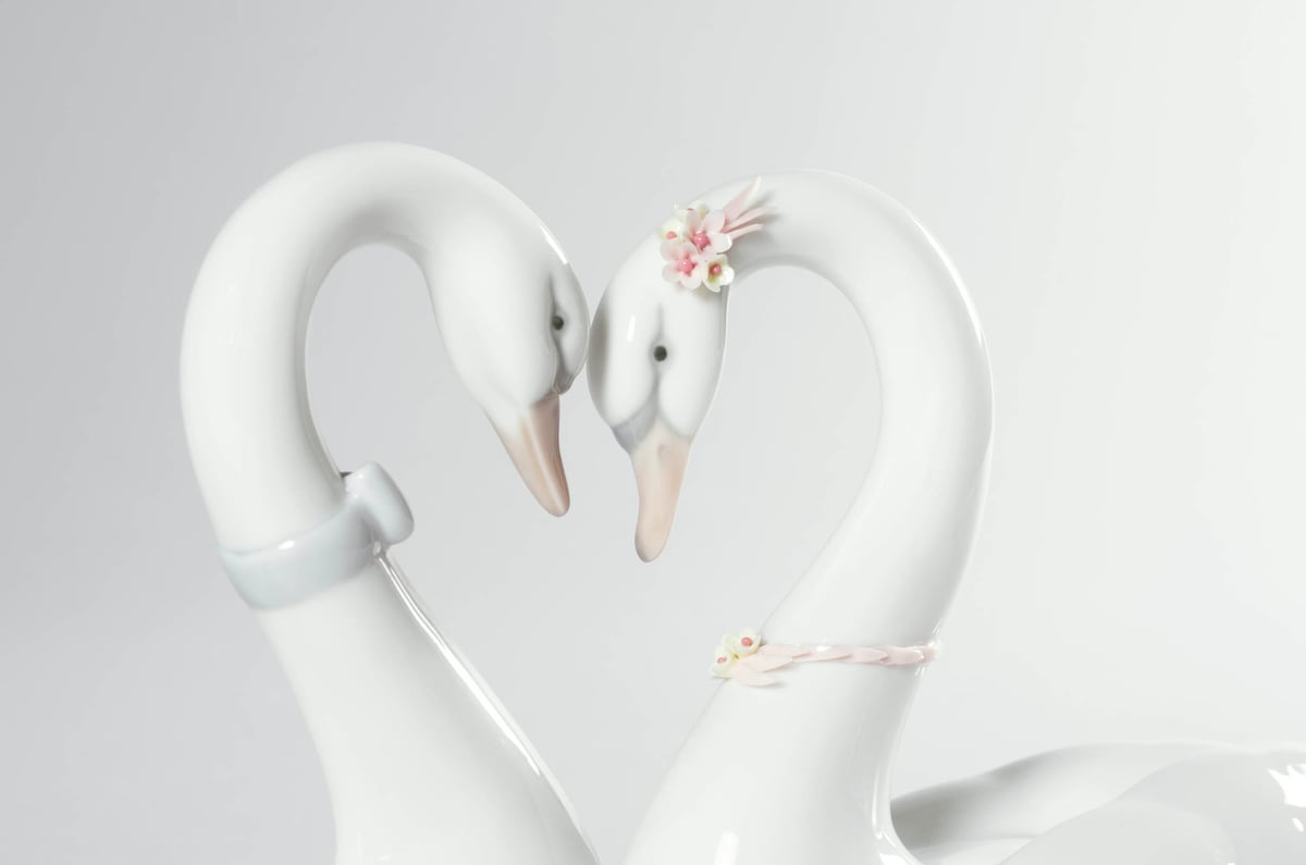 Figura cisnes Corazón blanco Lladró Blanco-4